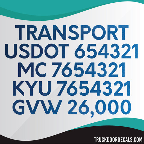 transport, usdot mc kyu gvw lettering decal sticker metallic