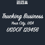 trucking business company name with us dot decal sticker (vinyl semi truck door lettering)