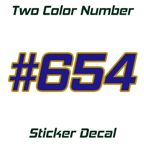 two color number sticker decal