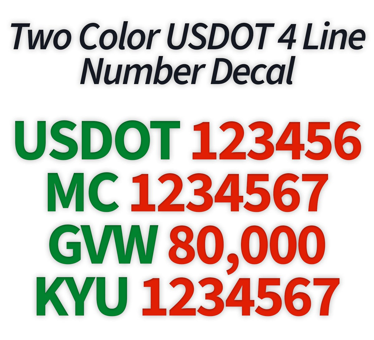 2 Color USDOT, MC, GVW & KYU Number Decal Sticker (2 Pack) – Truck Door ...