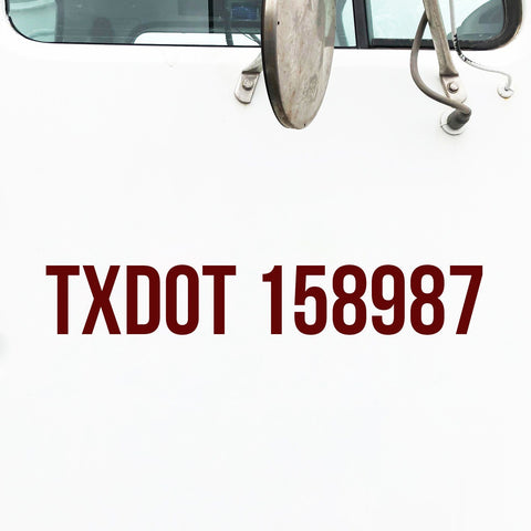 TX DOT Number Decal Sticker