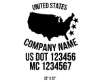 Company Truck Decal USA Outline, USDOT & MC