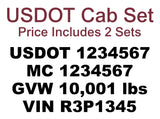 usdot cab set vinyl lettering decal sticker