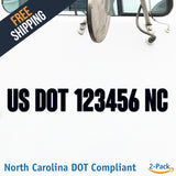 usdot decal north carolina nc