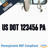 usdot decal Pennsylvania pa