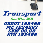Custom USDOT Truck Door Lettering Decal Sticker (Set of 2)