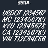 usdot mc kyu ca vin number sticker decal