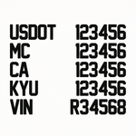 usdot mc ca kyu vin truck decal